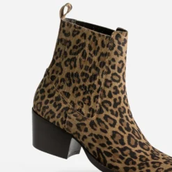 Chelsea boots TEXTO beige cuir imprimé effet léopard