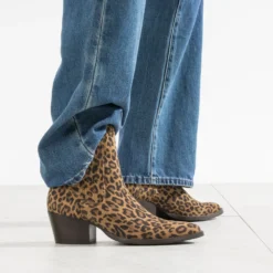 Chelsea boots TEXTO beige cuir imprimé effet léopard