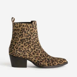 Chelsea boots TEXTO beige cuir imprimé effet léopard