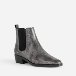 Chelsea boots TEXTO gris argent cuir effet python
