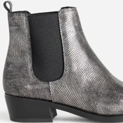 Chelsea boots TEXTO gris argent cuir effet python