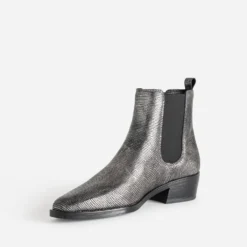Chelsea boots TEXTO gris argent cuir effet python