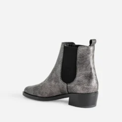 Chelsea boots TEXTO gris argent cuir effet python