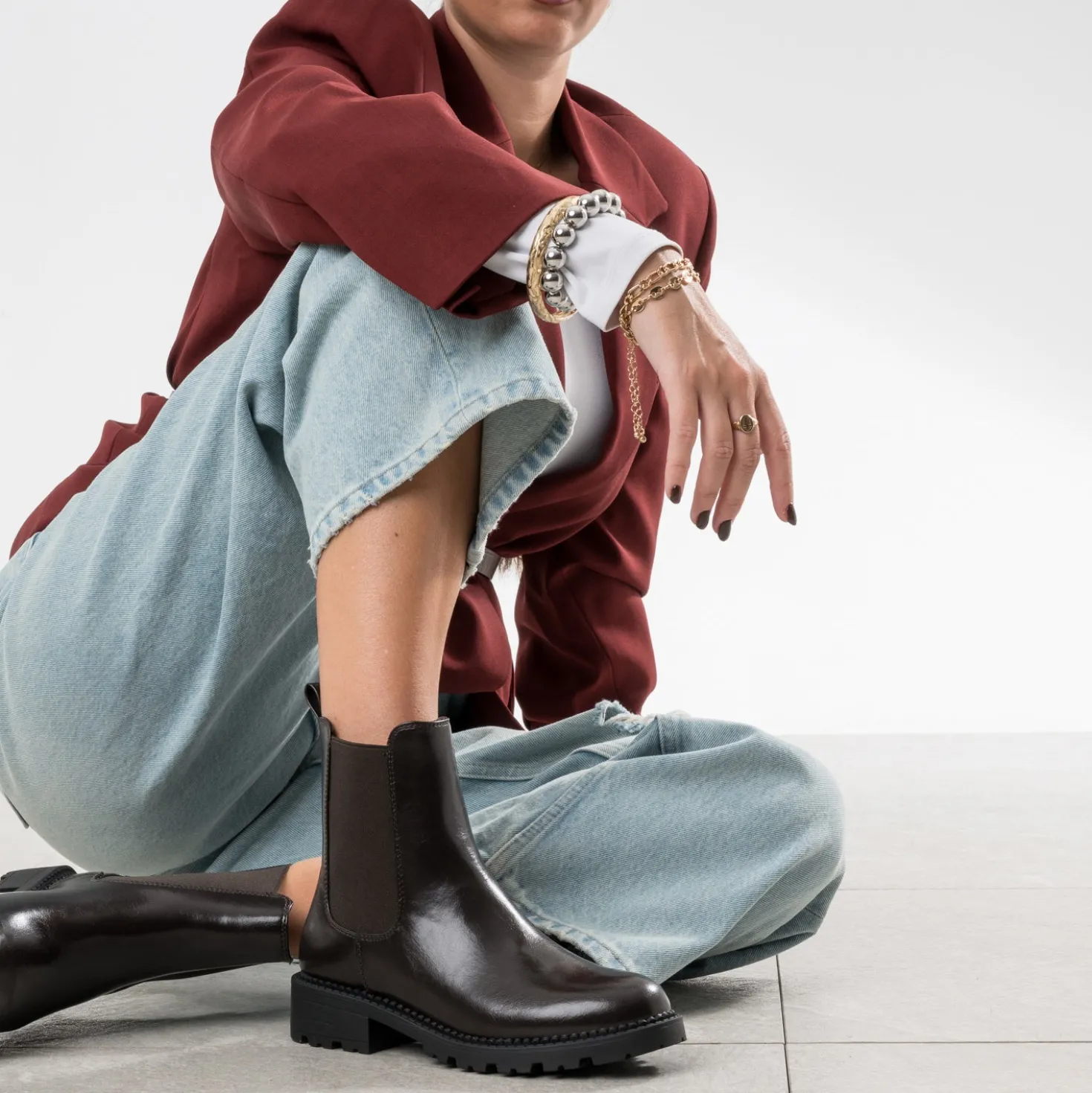 Chelsea boots TEXTO marron foncé glacé