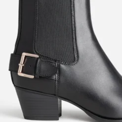 Chelsea boots TEXTO noir cuir esprit motard