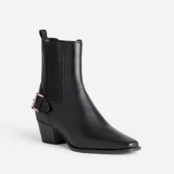 Chelsea boots TEXTO noir cuir esprit motard