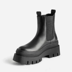 Chelsea boots TEXTO noir cuir éco-conçu maxi crans