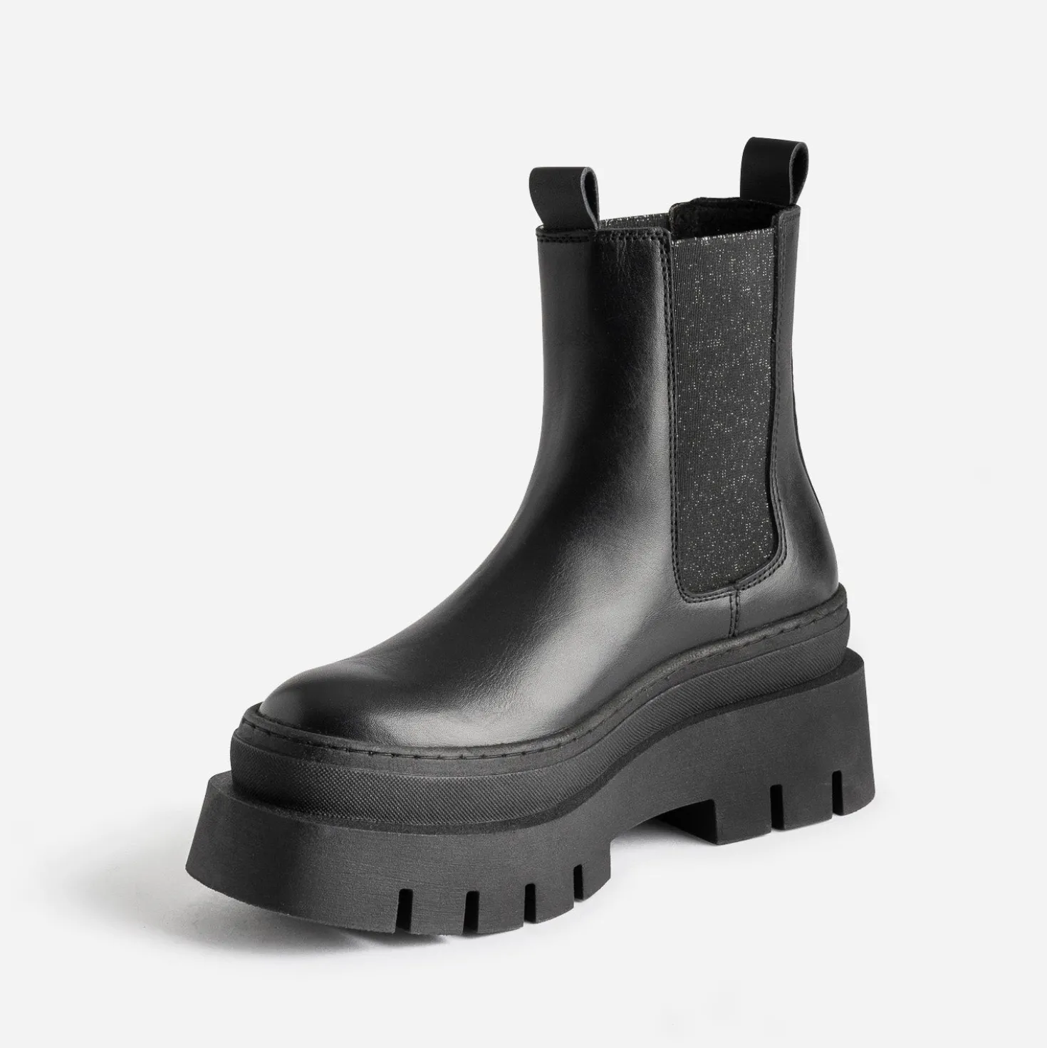 Chelsea boots TEXTO noir cuir éco-conçu maxi crans