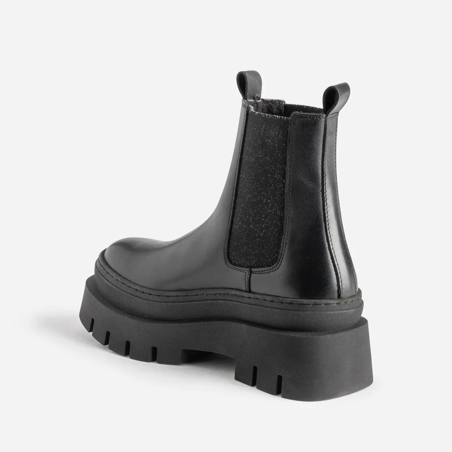 Chelsea boots TEXTO noir cuir éco-conçu maxi crans