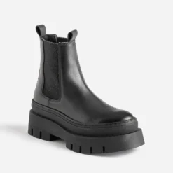 Chelsea boots TEXTO noir cuir éco-conçu maxi crans
