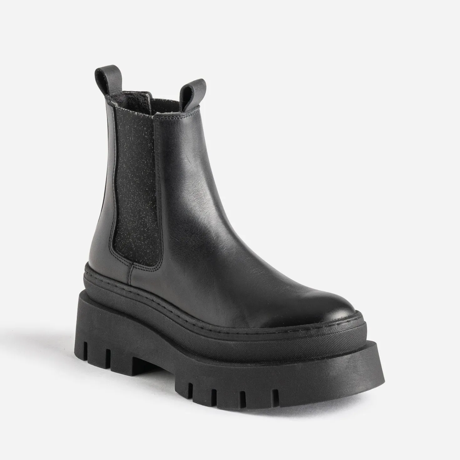 Chelsea boots TEXTO noir cuir éco-conçu maxi crans