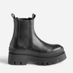 Chelsea boots TEXTO noir cuir éco-conçu maxi crans