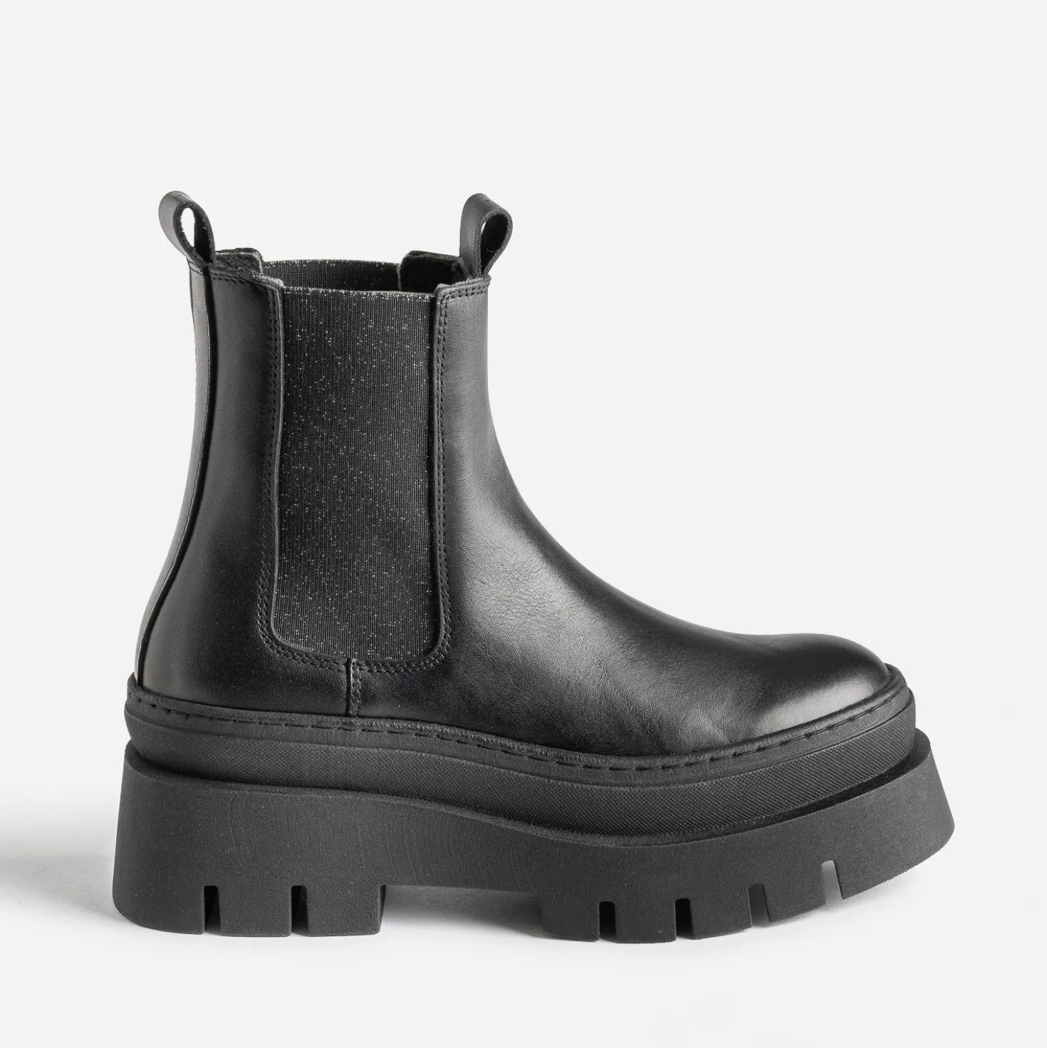 Chelsea boots TEXTO noir cuir éco-conçu maxi crans