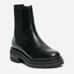 Chelsea boots TEXTO noir en cuir à semelle crantée