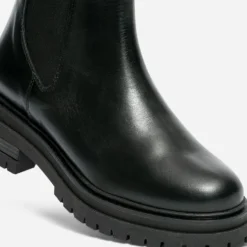 Chelsea boots TEXTO noir en cuir à semelle crantée