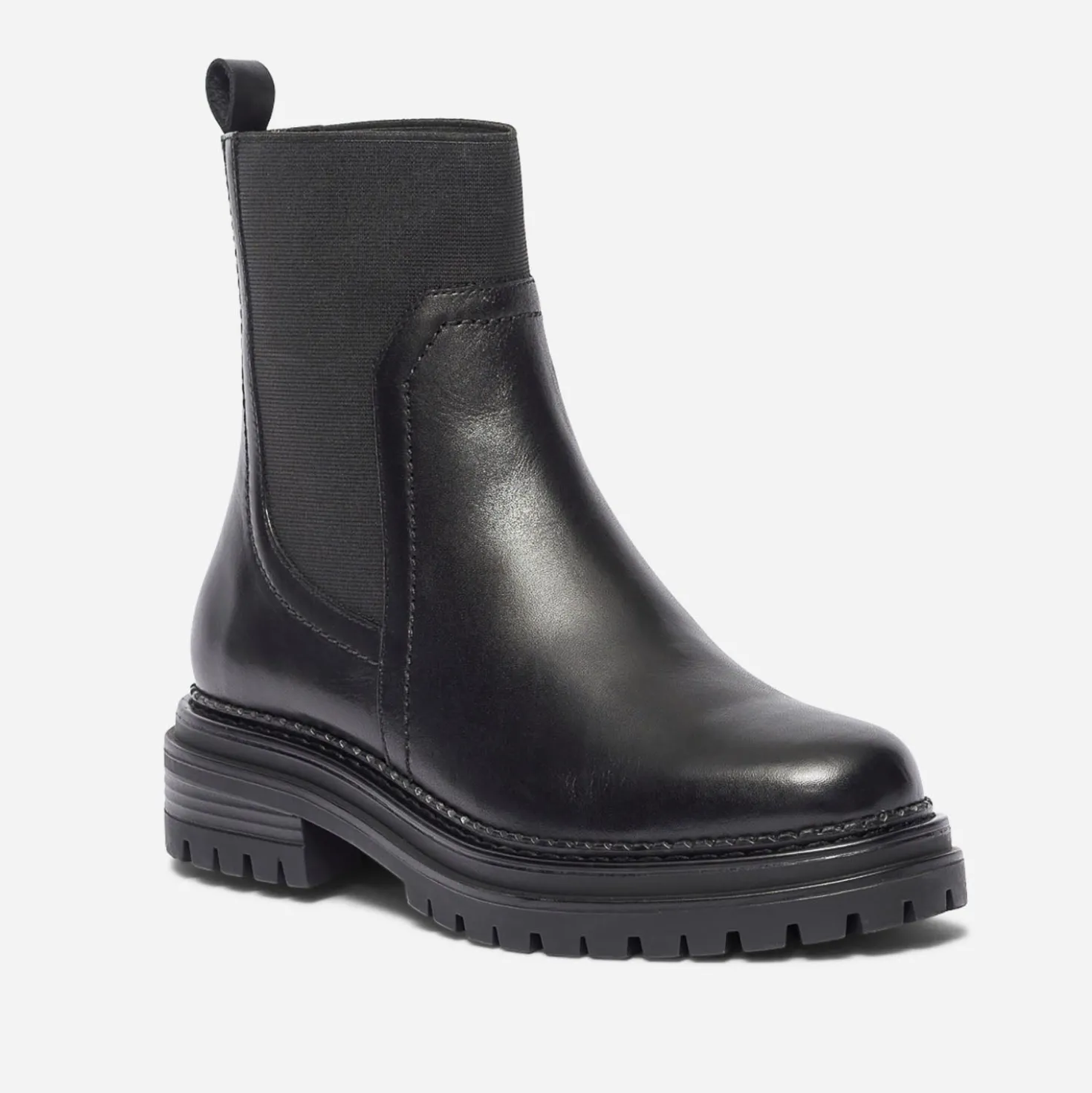 Chelsea boots TEXTO noir en cuir à semelle crantée