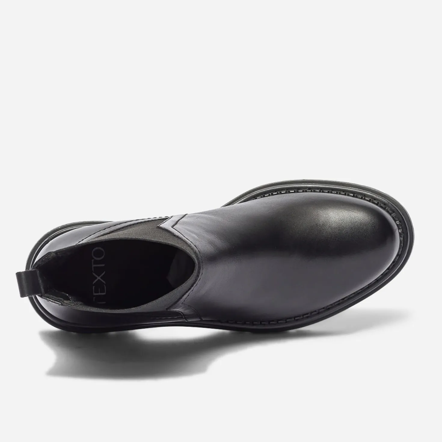 Chelsea boots TEXTO noir en cuir à semelle crantée