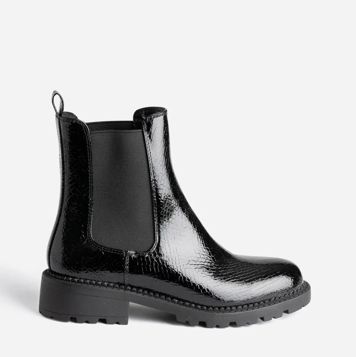 Chelsea boots TEXTO noir verni embossé effet python