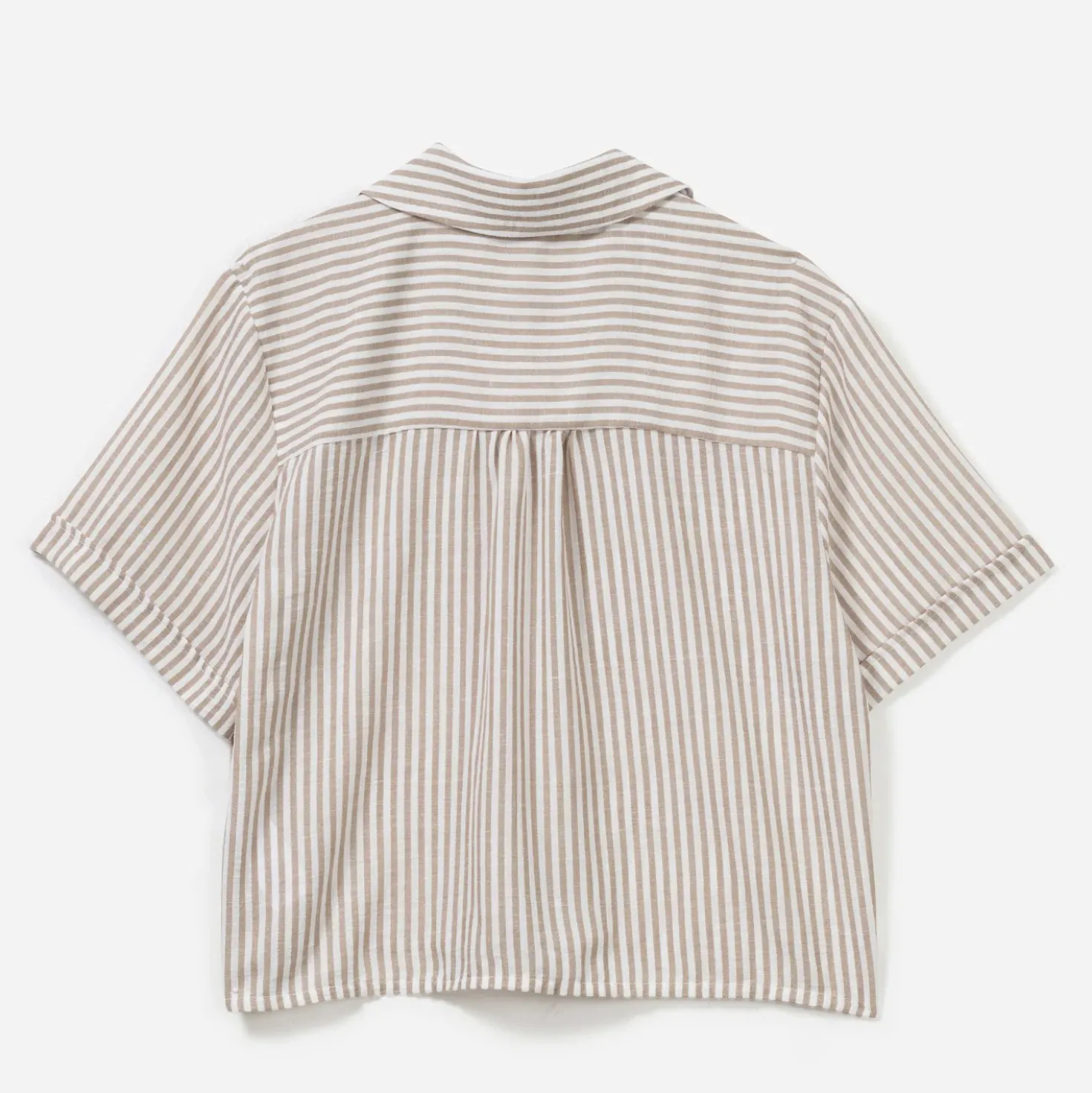 Chemise beige rayée manches courtes