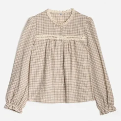 Chemise ERAM WEAR écrue motif carreaux