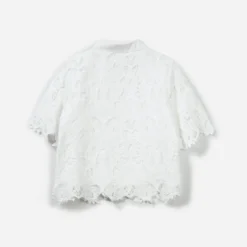 Chemise manches courtes TEXTO blanche dentelle