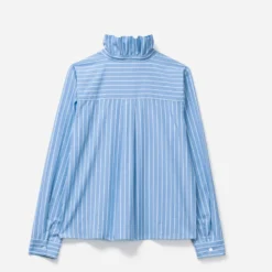 Chemise TEXTO bleue motif rayures col victorien