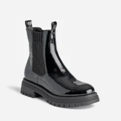 Cheslea boots TEXTO noir verni éco-conçu