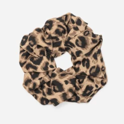 Chouchou beige motif léopard