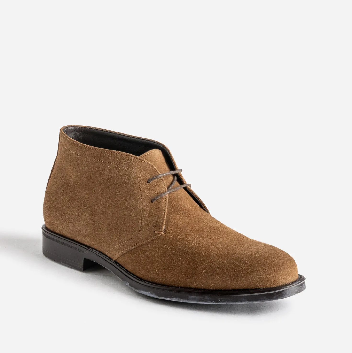 Chunky boots beige foncé cuir velours