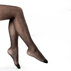 Collants noirs voile motif plumetis