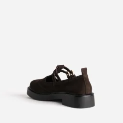 Derby babies marron cuir velours détails perforations