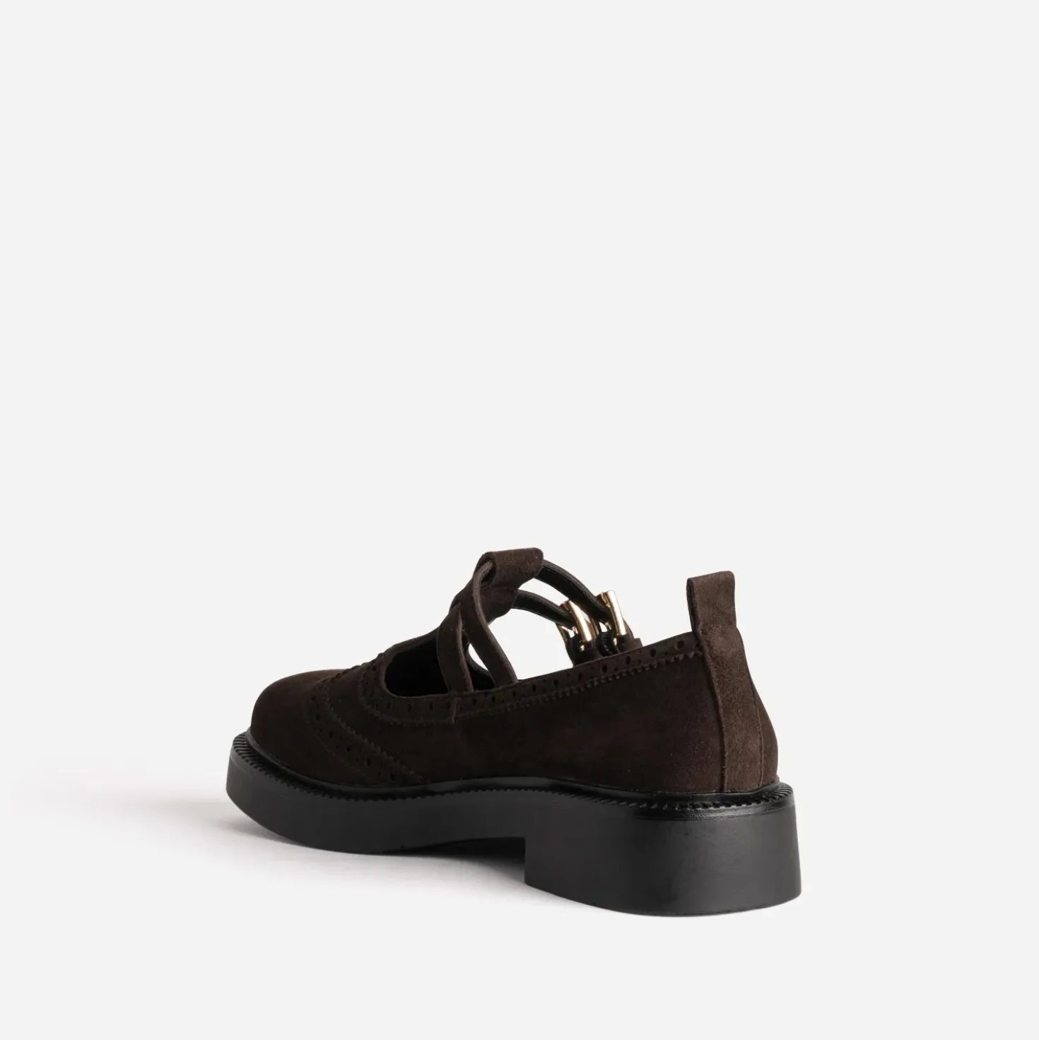 Derby babies marron cuir velours détails perforations