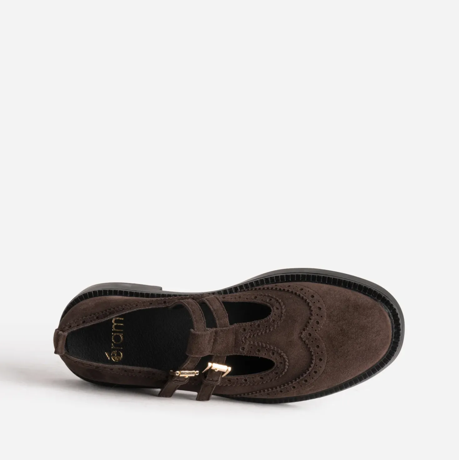 Derby babies marron cuir velours détails perforations