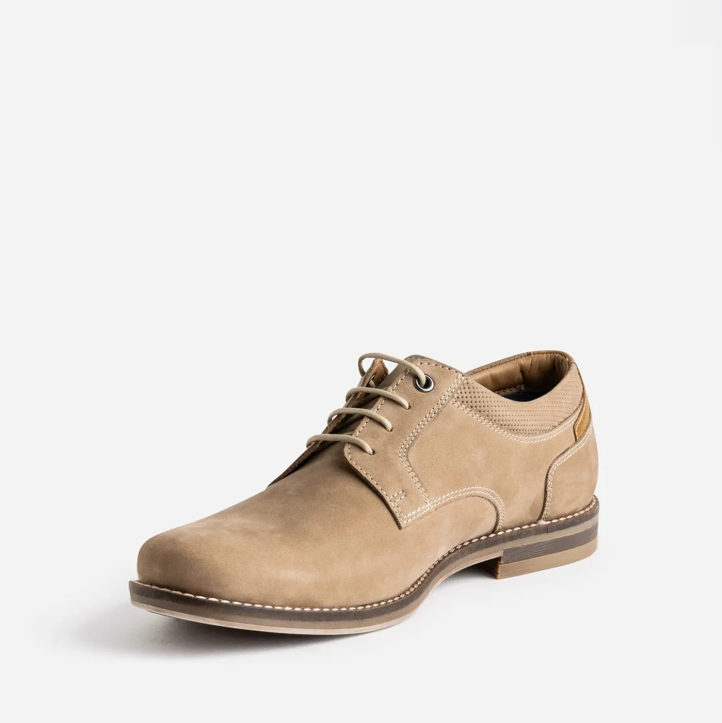 Derby beige cuir nubuck