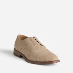 Derby beige cuir velours
