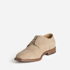Derby beige cuir velours