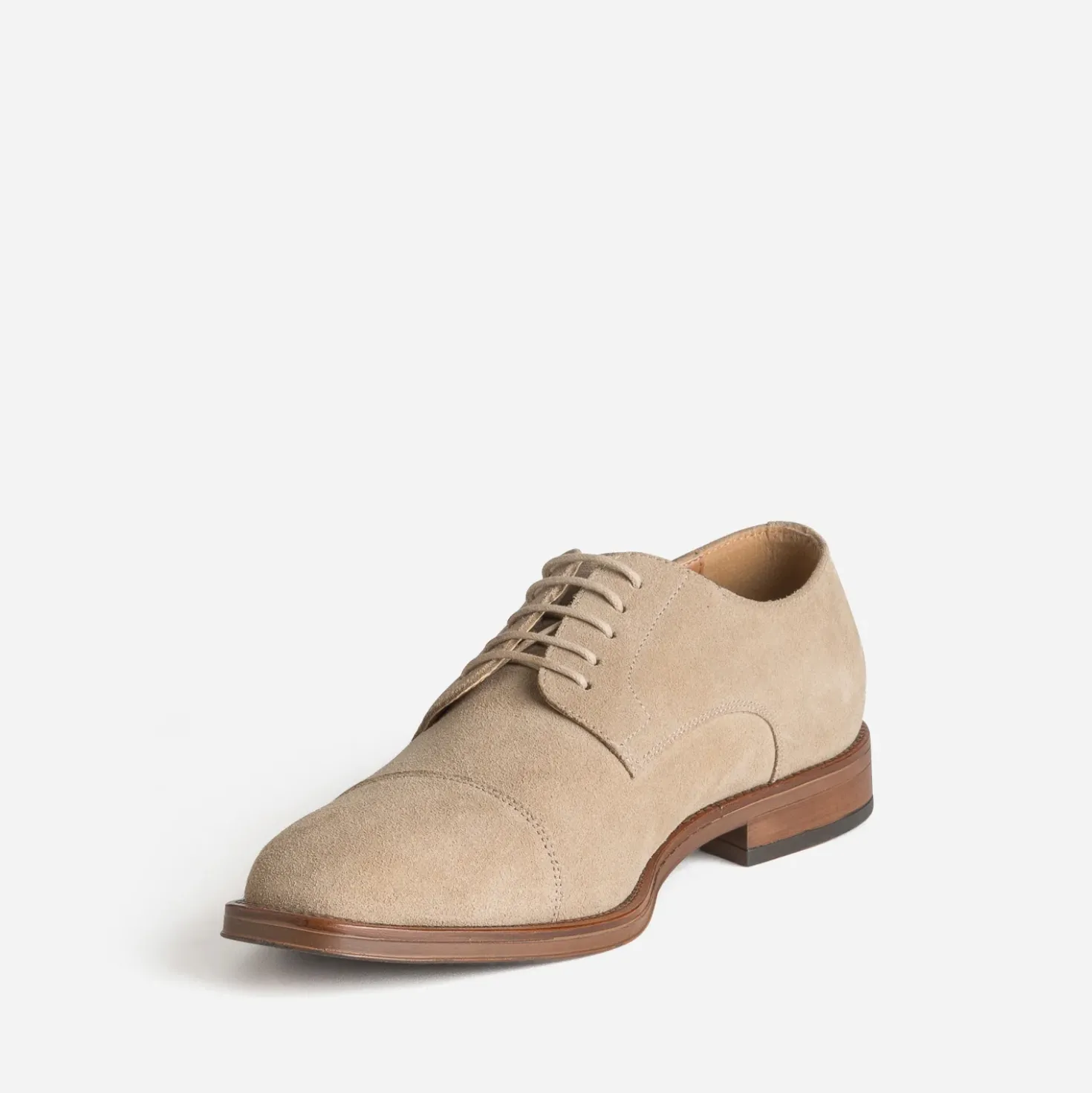 Derby beige cuir velours