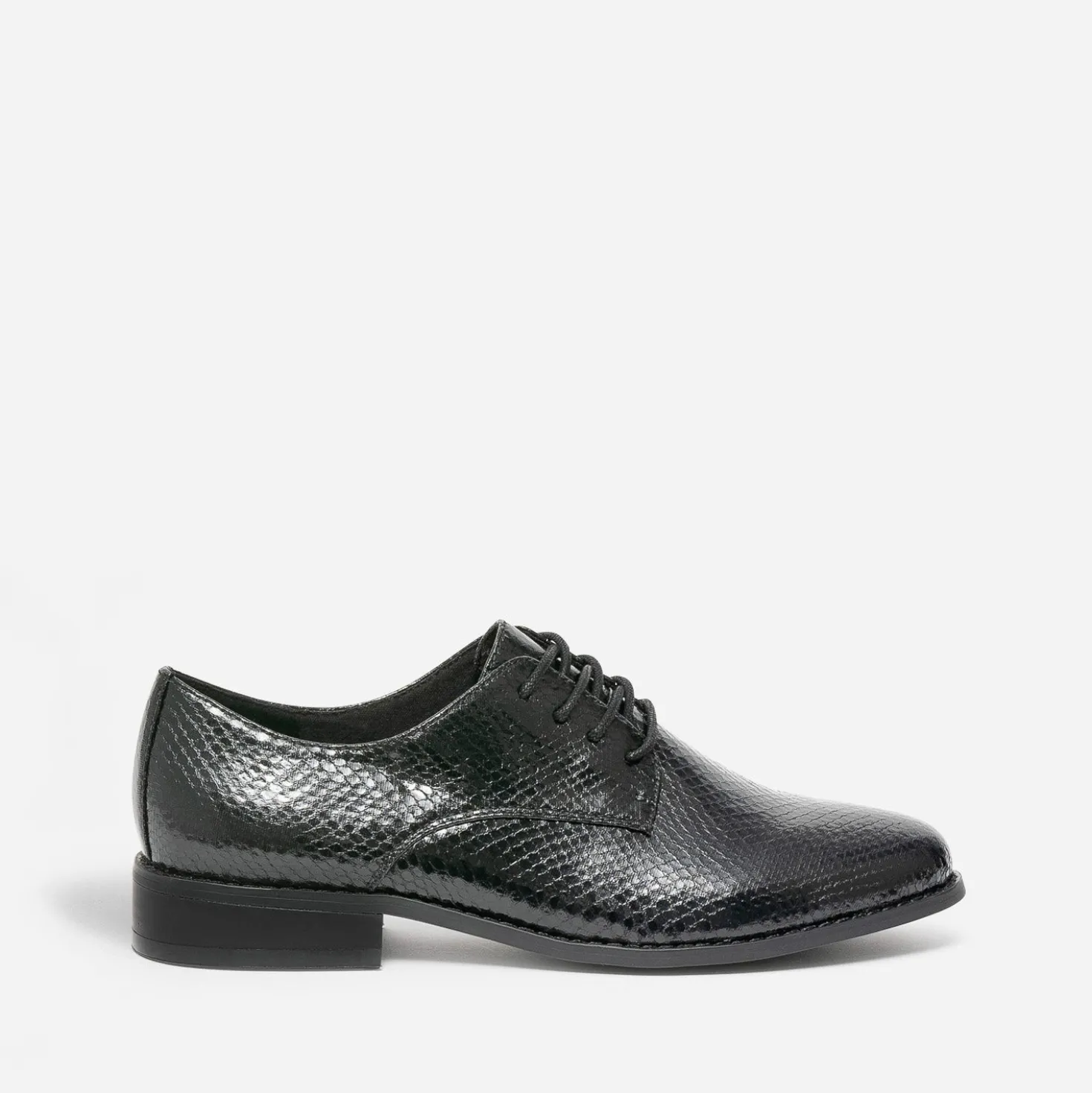 Derby éco-conçu noir verni effet python