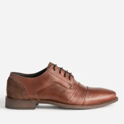 Derby cognac cuir bout droit