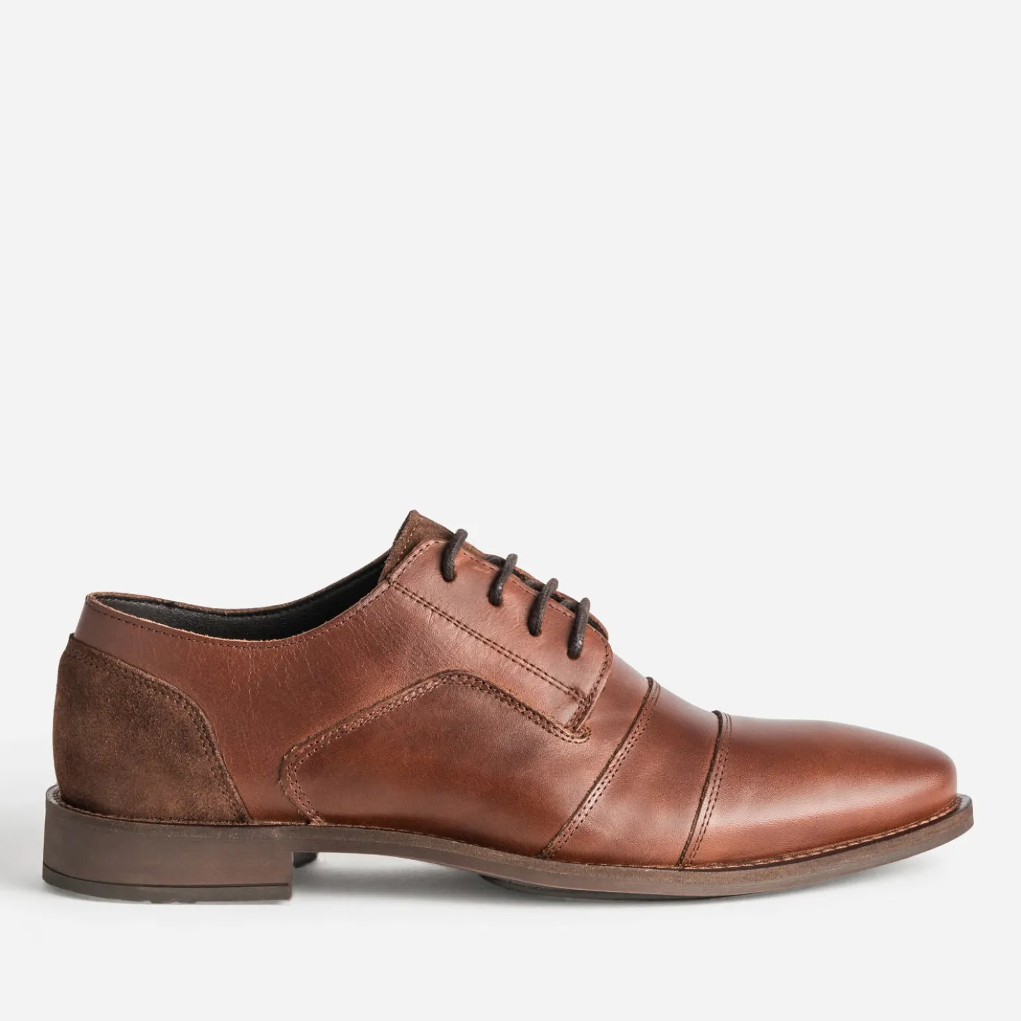 Derby cognac cuir bout droit