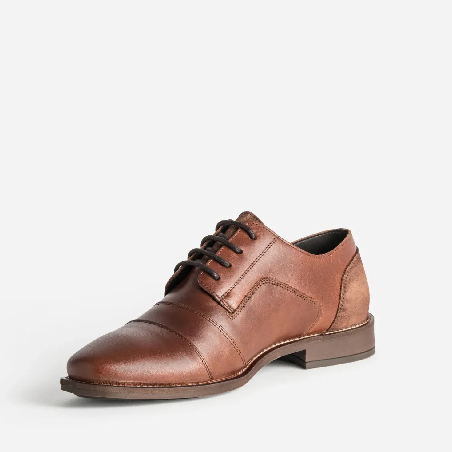Derby cognac cuir bout droit