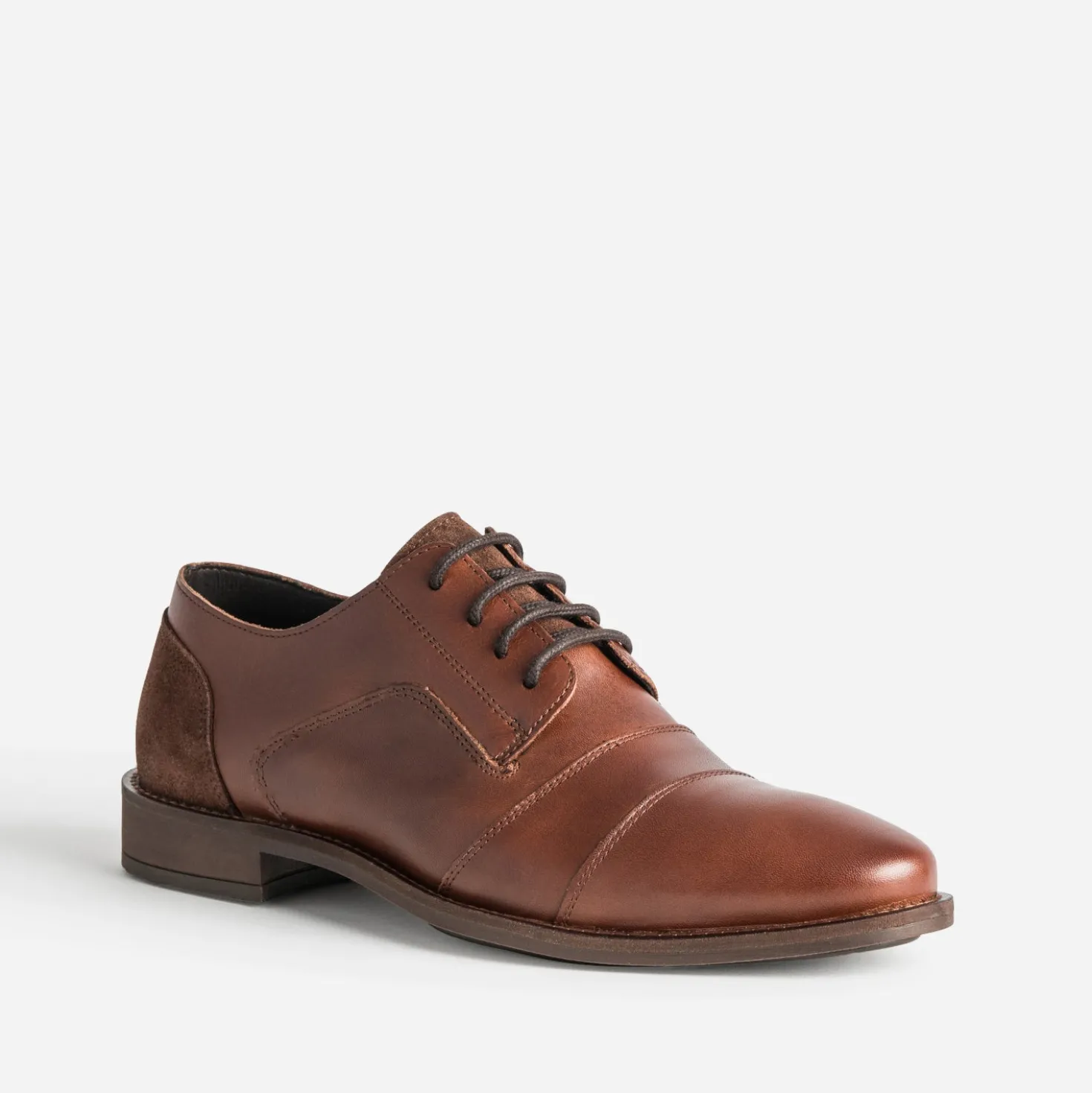 Derby cognac cuir bout droit