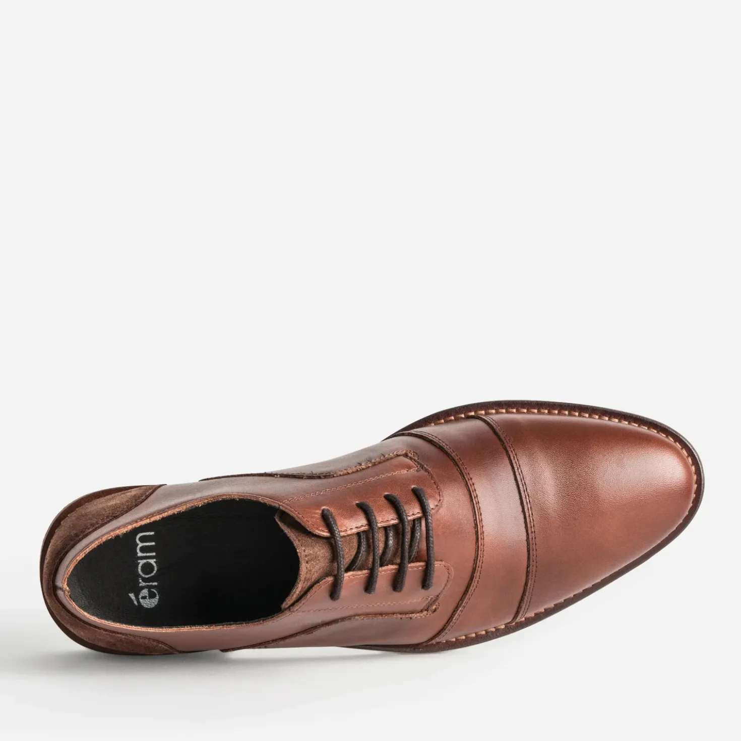 Derby cognac cuir bout droit