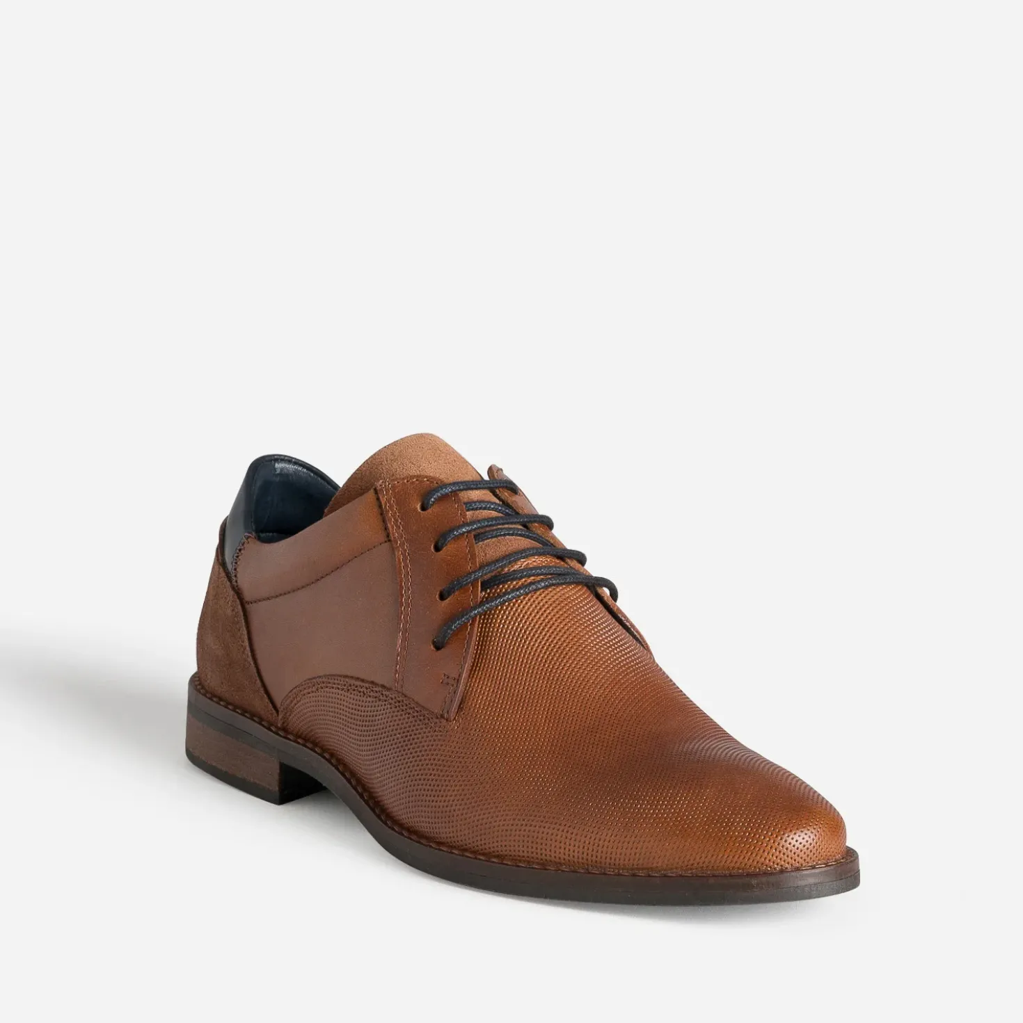Derby cognac cuir embossé