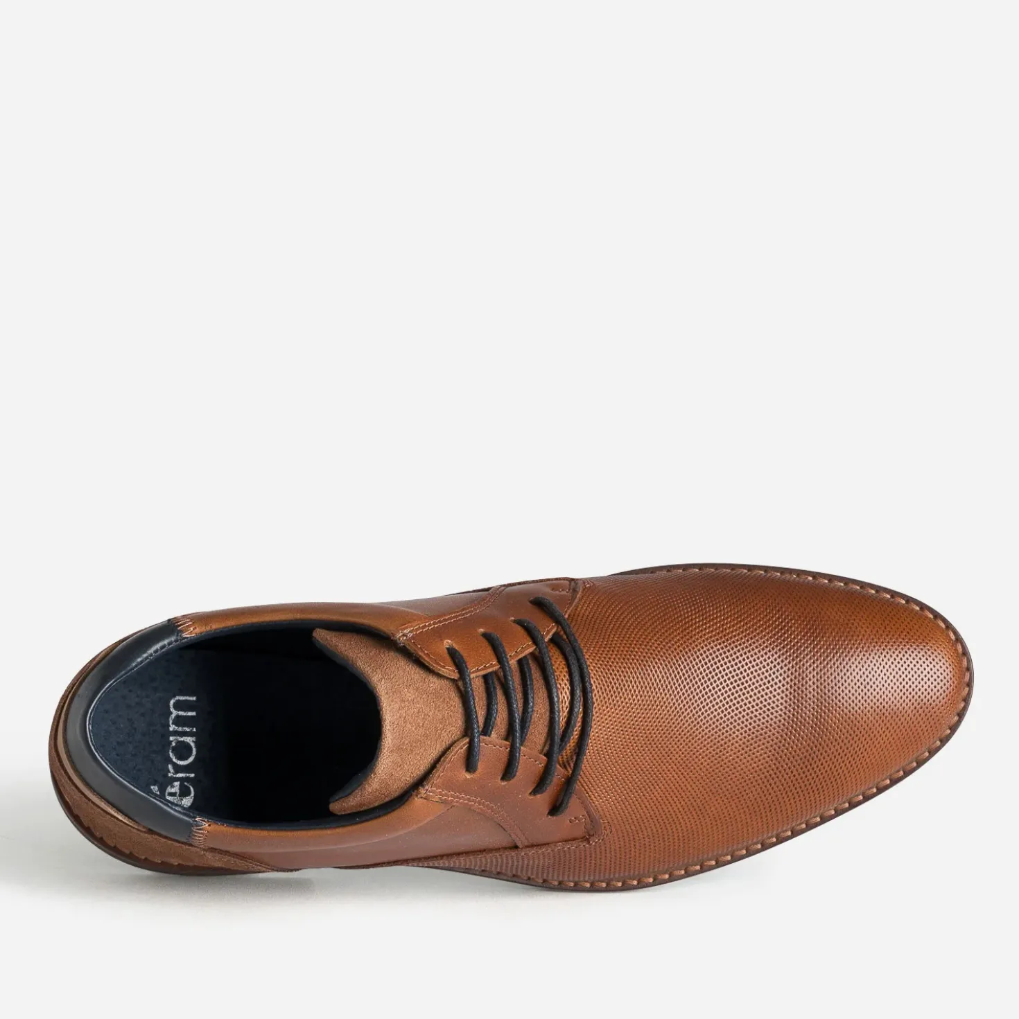 Derby cognac cuir embossé