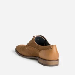Derby cognac cuir velours éco-conçu