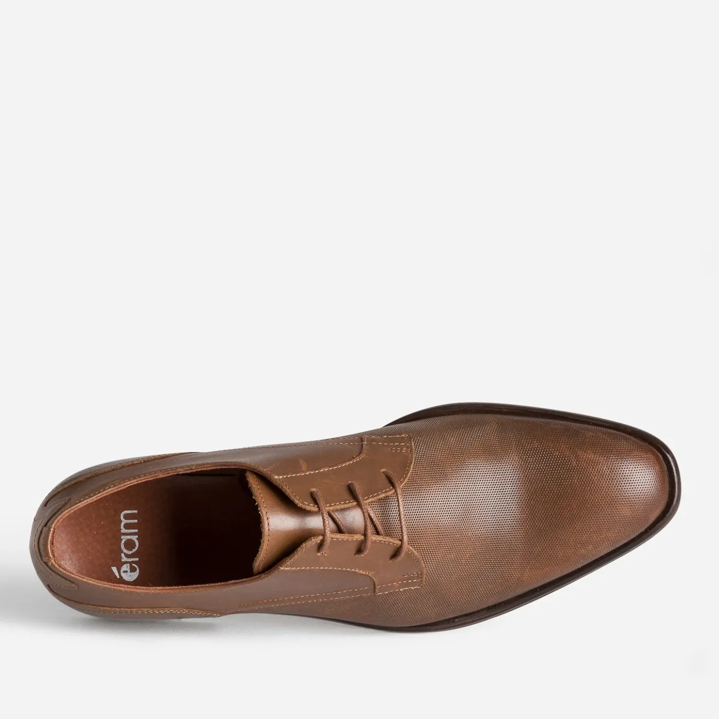 Derby cognac en cuir embossé