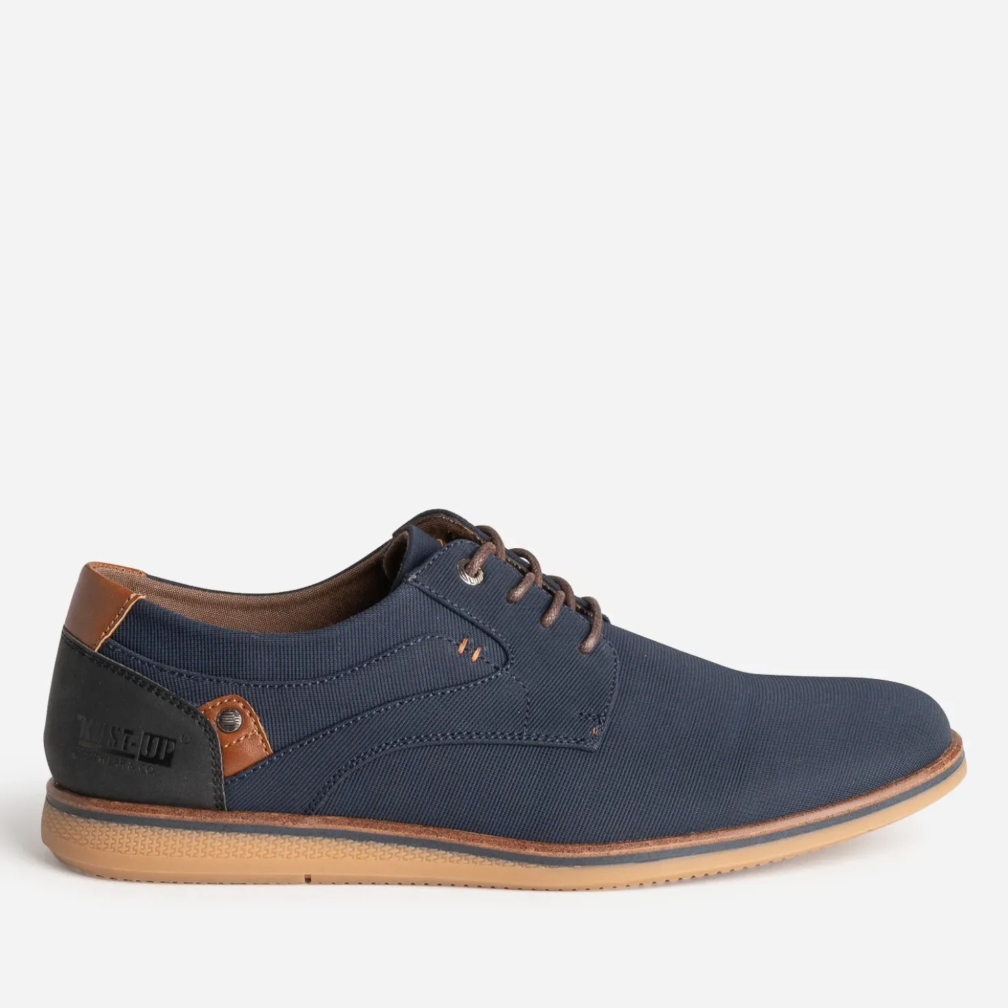 Derby confort bleu marine en textile rainuré