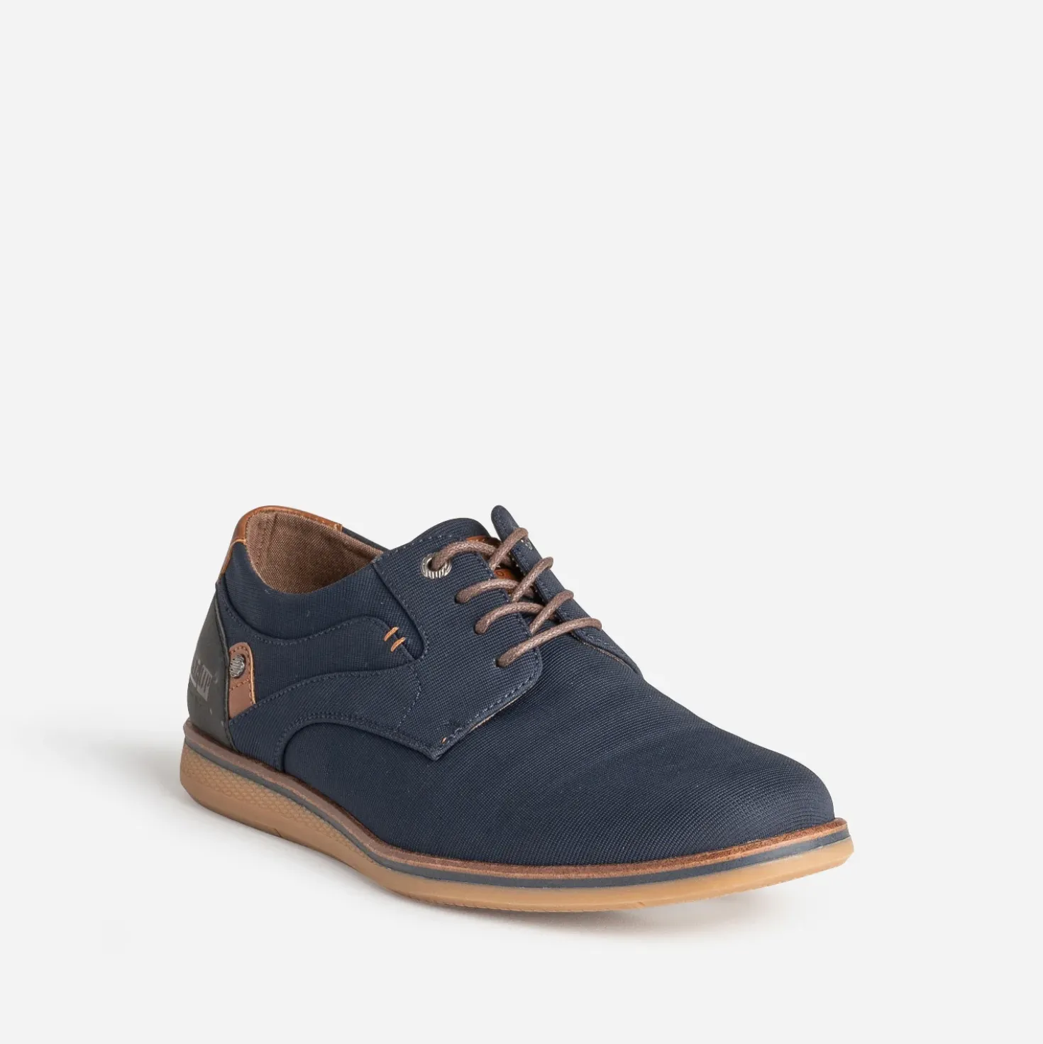 Derby confort bleu marine en textile rainuré