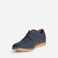 Derby confort bleu marine en textile rainuré